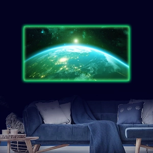 Glow In The Dark Earth Wall Sticker Fluorescent Space Galaxy Ceiling Decal For Bedroom Living Room Decor Removable PVC Mural