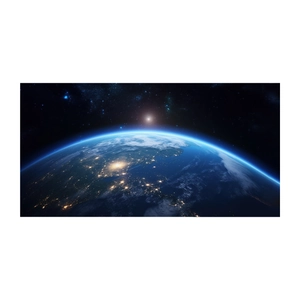 Luminous Earth wall sticker featuring glowing space planet view and city lights decor