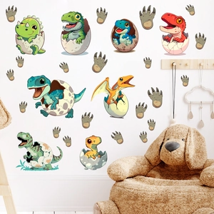 Luminous cartoon dinosaur egg wall stickers set for creative kids room decoration