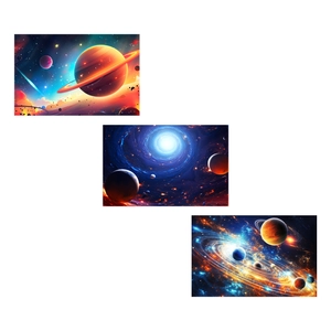 Luminous space planet wall decals with galaxy glow effects for bedroom decoration