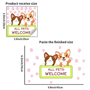 Luminous pet cat wall sticker dimensions showing receive size and final display layout