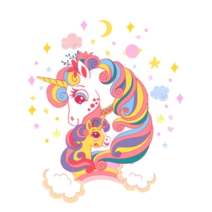 Luminous rainbow unicorn wall stickers for bedroom home decor featuring colorful stars
