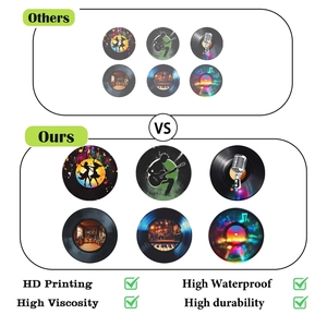 Comparison showing high-definition printing and waterproof vinyl record wall stickers