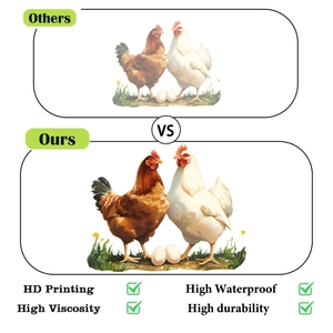 Waterproof hen and egg wall stickers featuring high definition print and strong adhesion