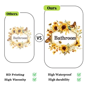 Detail of sunflower bathroom sticker showing HD printing and high waterproof material quality