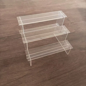 3-tier clear acrylic tiered display stand for action figures and cosmetics