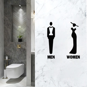 Creative black MEN and WOMEN restroom wall stickers for modern bathroom signs