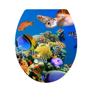 Detailed sea turtle and coral reef waterproof sticker for bathroom toilet lid decoration