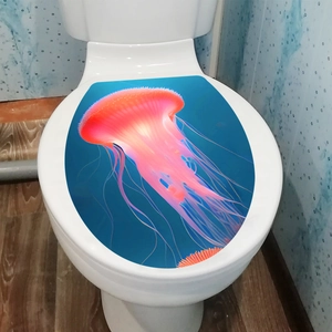 Pink jellyfish ocean themed toilet seat cover sticker for home bathroom decoration
