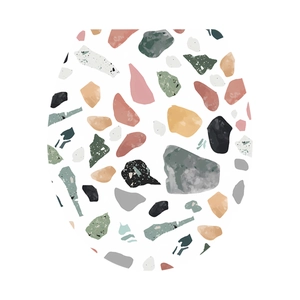 Close-up of terrazzo stone pattern sticker for bathroom decor with colorful pebble textures
