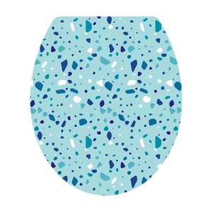 Blue terrazzo pattern decal for bathroom toilet lid cover decoration sticker