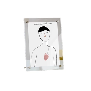 Minimalistischer Fotorahmen aus klarem Acryl mit Metallbolzen für Postkarten-Display