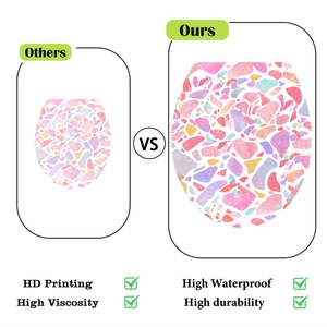 Waterproof colorful terrazzo toilet sticker with high-definition print and strong adhesive