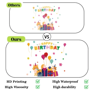 Comparison showing vivid colors and HD printing quality of birthday balloon window stickers