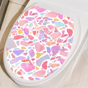 Waterproof multi-color terrazzo pattern toilet lid sticker for bathroom home decor