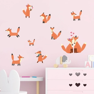 Luminous cartoon fox wall stickers for kids nursery glowing in the dark room decor