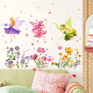 Cute cartoon fairy and butterfly wall stickers for children room home wall decoration