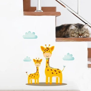 Luminous cute giraffe wall stickers set for living room and children room decoration
