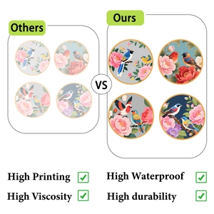 Detail showing waterproof high-quality printing on Chinese bird and flower wall stickers