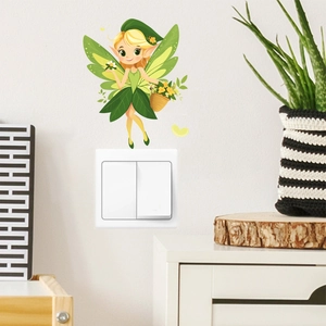 Luminous green fairy light switch wall sticker for home and kids room decor