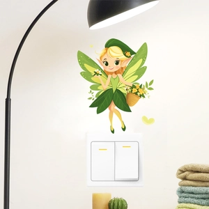 Luminous green forest fairy wall sticker for light switch and home room decoration
