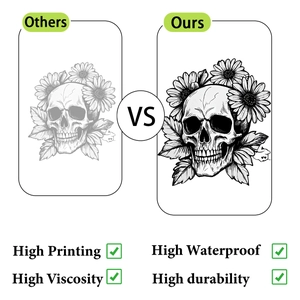 Detail of high-definition skull and flower wall decal showing waterproof material quality