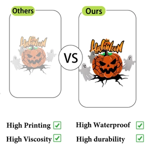 Close-up showing high definition printing and waterproof features of Halloween stickers
