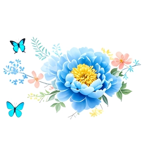 Blue flower and butterfly wall stickers for living room fridge and cabinet decoration