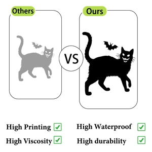Waterproof Halloween black cat wall sticker with high printing quality and durability