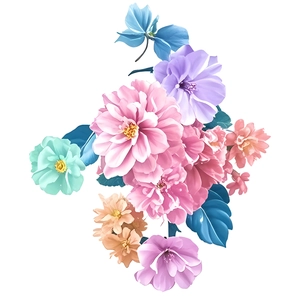 Stickers muraux fleurs modernes pour salon avec grappes de fleurs roses et violettes décor