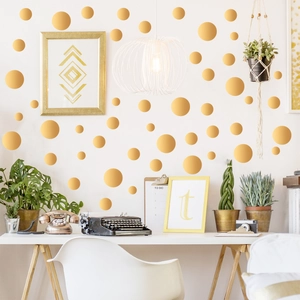 Metallic Gold Polka Dot Wall Decals Removable PVC Round Circle Wall Stickers For Kids Nursery Bedroom Living Room Home Decor