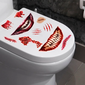 Autocollants d'Halloween avec plaies sanglantes et dents pour décor de toilette