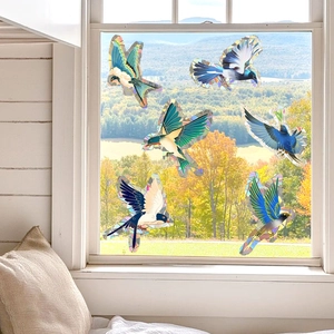 Rainbow prism bird window stickers for glass decoration and bird strike prevention set of 6