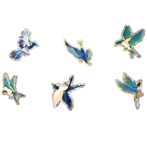 Rainbow bird static window stickers set with 6 different birds for glass decoration