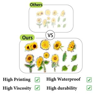 Detail of sunflower window sticker showing high printing quality and vibrant colors