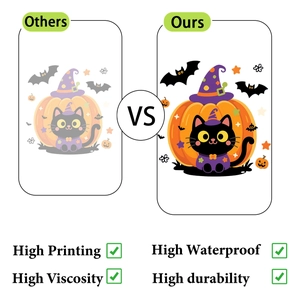 Detailansicht Halloween Katze und Kürbis Aufkleber mit hoher Druckqualität und Wasserfestigkeit