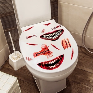 Halloween Terror Bloody Wound Mouth Toilet Sticker Waterproof PVC Scary Decal For Bathroom Restroom Party Decor