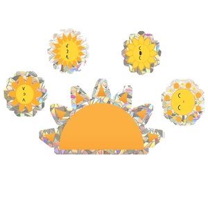 Cute sun static window stickers with rainbow prism edge for home decoration set