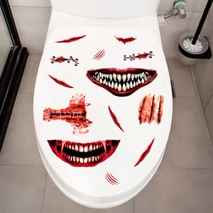 Halloween scary blood wound toilet seat decals with teeth and scratch marks stickers