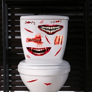 Halloween scary wound and bloody mouth waterproof PVC stickers for toilet bathroom decor