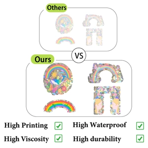 Rainbow whale static glass stickers showing high waterproof and high printing detail quality