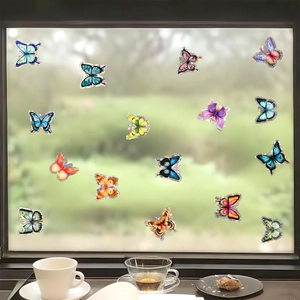 Rainbow prism butterfly window decals with anti-collision laser effect for home decor