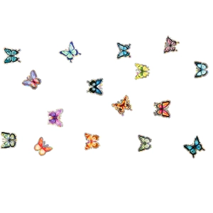 Set of 14 colorful butterfly static window stickers with holographic laser effect