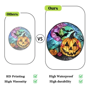 Comparison showing HD printing and high durability of Halloween window stickers