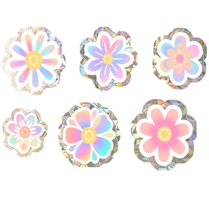 Holografische Fensteraufkleber Blumen mit Regenbogeneffekt zur dekorativen Glasgestaltung
