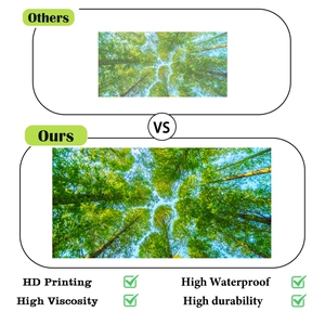 Detail showing HD printing, waterproof and high viscosity features of forest wall stickers