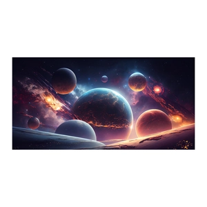 Panoramic galaxy space wall sticker with planets and nebulae for home ceiling decor