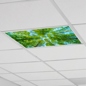 Lush green forest ceiling stickers for home decoration in a rectangular self-adhesive panel