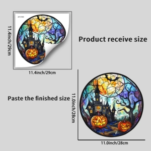 Halloween pumpkin castle static window cling with 28x28cm size specifications