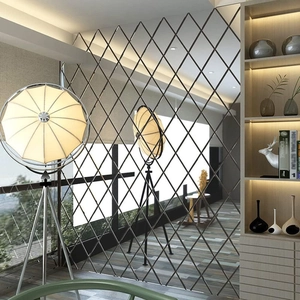 Modern diamond-patterned acrylic wall mirror for living room and bedroom wall decoration